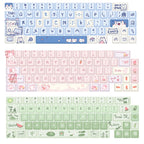 66 Keys 5-sided Heat Rise PBT Personalized Keycaps, 66 Keys Blue, 66 Keys Pink, 66 Keys Green