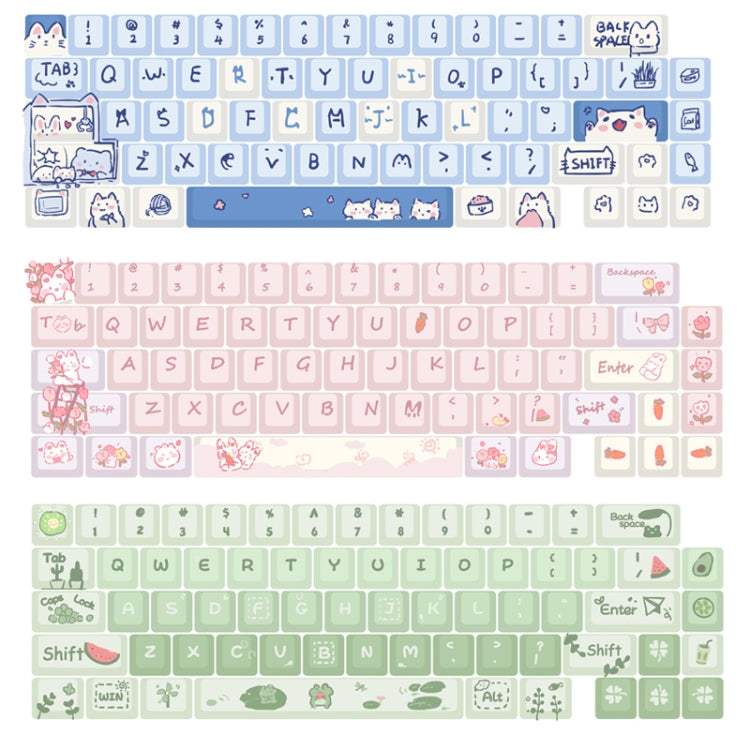 66 Keys 5-sided Heat Rise PBT Personalized Keycaps, 66 Keys Blue, 66 Keys Pink, 66 Keys Green