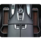Car Central Control Seat Gap Storage Box with Dual USB Ambient Lights, Suede Khaki Co-pilot
