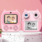 1080P Instant Print Camera 2.8-inch IPS Screen Front and Rear Dual Lens Kids Camera, Pink, Blue, Pink+32G Card, Blue+32G Card