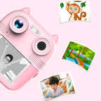 1080P Instant Print Camera 2.8-inch IPS Screen Front and Rear Dual Lens Kids Camera, Pink, Blue, Pink+32G Card, Blue+32G Card