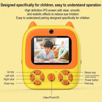 1080P Instant Print Camera 2.8-inch IPS Screen Front and Rear Dual Lens Kids Camera, Pink, Blue, Pink+32G Card, Blue+32G Card