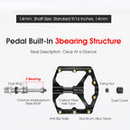 WEST BIKING 3 Bearings Ultralight Carbon Fiber Bushing Mountain Bike Pedal