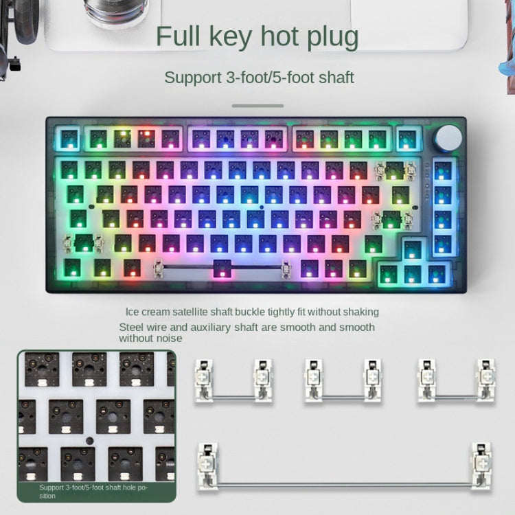 82 Keys Bluetooth Wireless 3-mode RGB Hot-plug Customized Mechanical Keyboard Kit, Kit(White Transparent), Kit(Black Transparent)