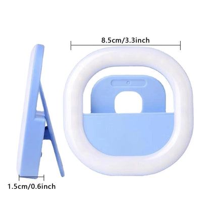 Mobile Phone Fill Light Rechargeable Clip Ring Selfie Light, White, Pink, Blue