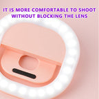 Mobile Phone Fill Light Rechargeable Clip Ring Selfie Light, White, Pink, Blue