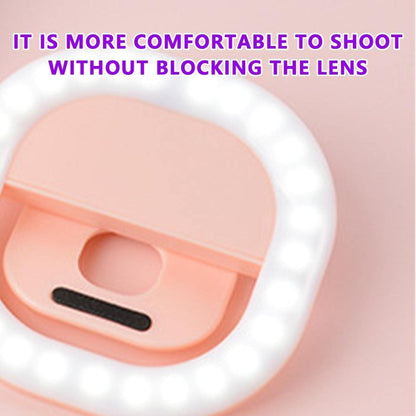 Mobile Phone Fill Light Rechargeable Clip Ring Selfie Light, White, Pink, Blue