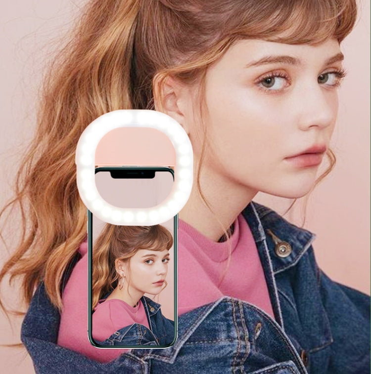 Mobile Phone Fill Light Rechargeable Clip Ring Selfie Light, White, Pink, Blue