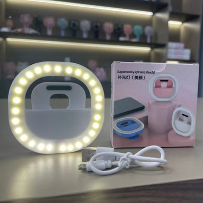 Mobile Phone Fill Light Rechargeable Clip Ring Selfie Light, White, Pink, Blue