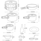 Hewolf HW-K1501 4-5 People Outdoor Aluminum Stove Portable Storage Camping Set, HW-K1501