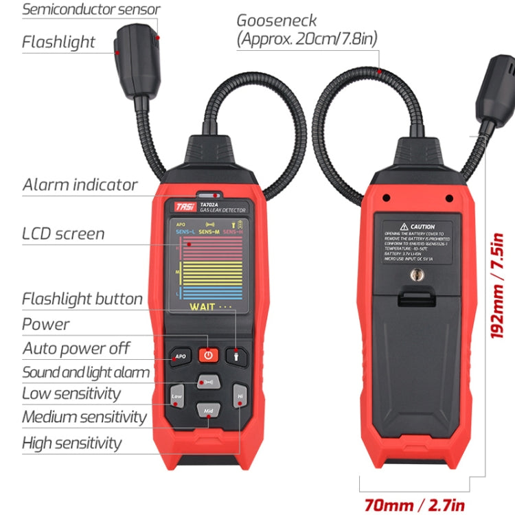 Cumbelo Gas Detector Portable Gas Testing Instrument Natural Gas Discovery Detective, TASI TA702A Simulation Bar Display, TASI TA702B Simulation Bar+Digital Display