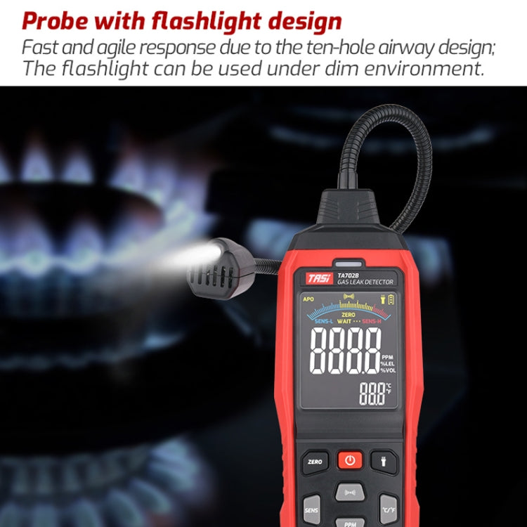 Cumbelo Gas Detector Portable Gas Testing Instrument Natural Gas Discovery Detective, TASI TA702A Simulation Bar Display, TASI TA702B Simulation Bar+Digital Display