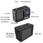 5K/30FPS WIFI HD Anti-Shake Remote Touch Dual-Screen IP68 Waterproof Sports Camera, 5K, 5K Camera + 64G Card, 5K Camera+128G Card