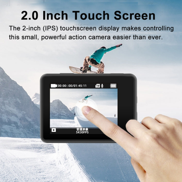 5K/30FPS WIFI HD Anti-Shake Remote Touch Dual-Screen IP68 Waterproof Sports Camera, 5K, 5K Camera + 64G Card, 5K Camera+128G Card