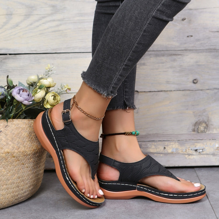 PU Leather Flip Flop Sandals Roman Style Adjustable Strap Sandals, 35, 36, 37, 38, 39, 40, 41, 42, 43