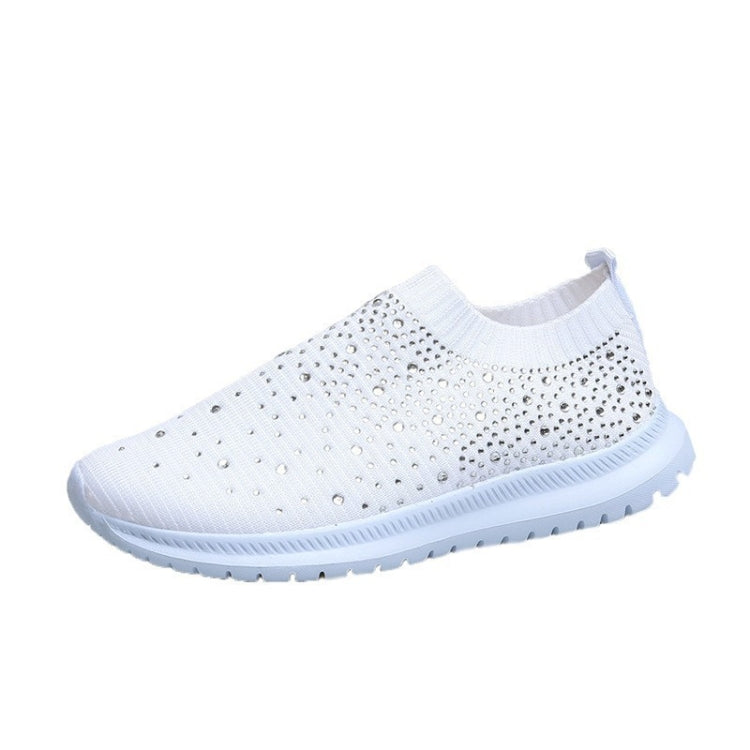 Spring and Autumn Rhinestone Flying Woven Women Sneakers Casual Breathable Shoes, 42, 43
