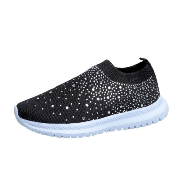 Spring and Autumn Rhinestone Flying Woven Women Sneakers Casual Breathable Shoes, 42, 43