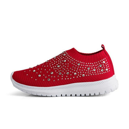 Spring and Autumn Rhinestone Flying Woven Women Sneakers Casual Breathable Shoes, 42, 43