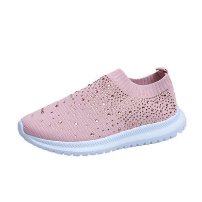 Spring and Autumn Rhinestone Flying Woven Women Sneakers Casual Breathable Shoes, 42, 43