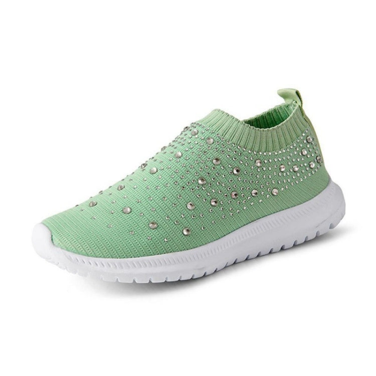 Spring and Autumn Rhinestone Flying Woven Women Sneakers Casual Breathable Shoes, 42, 43