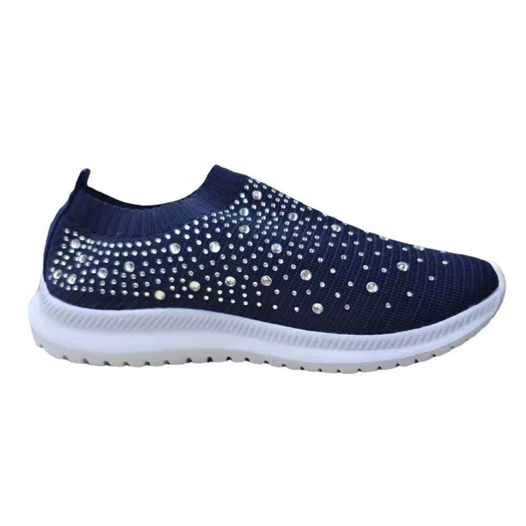 Spring and Autumn Rhinestone Flying Woven Women Sneakers Casual Breathable Shoes, 42, 43