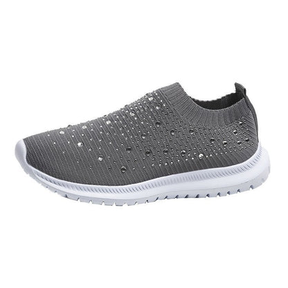 Spring and Autumn Rhinestone Flying Woven Women Sneakers Casual Breathable Shoes, 42, 43