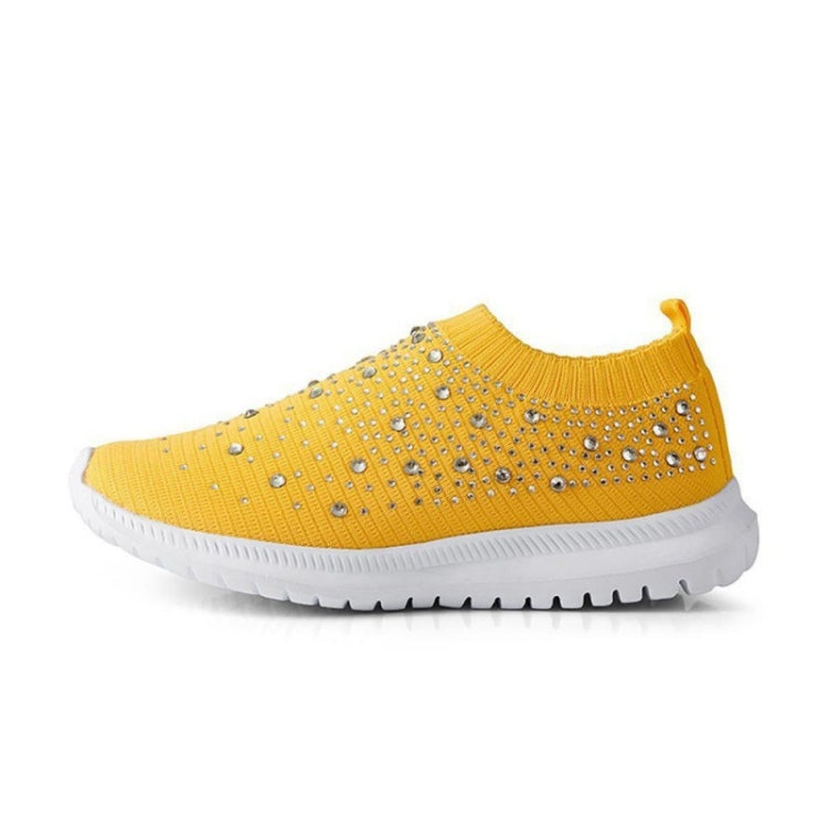 Spring and Autumn Rhinestone Flying Woven Women Sneakers Casual Breathable Shoes, 42, 43