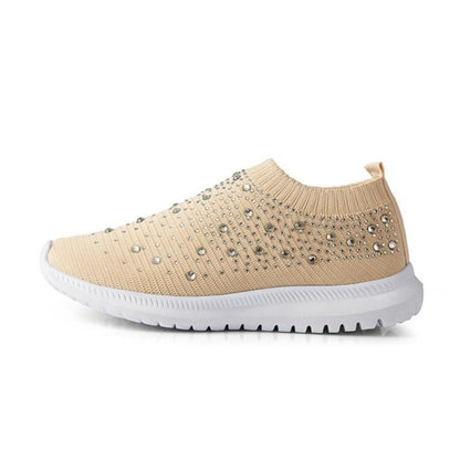Spring and Autumn Rhinestone Flying Woven Women Sneakers Casual Breathable Shoes, 42, 43