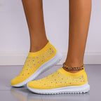 Spring and Autumn Rhinestone Flying Woven Women Sneakers Casual Breathable Shoes, 42, 43