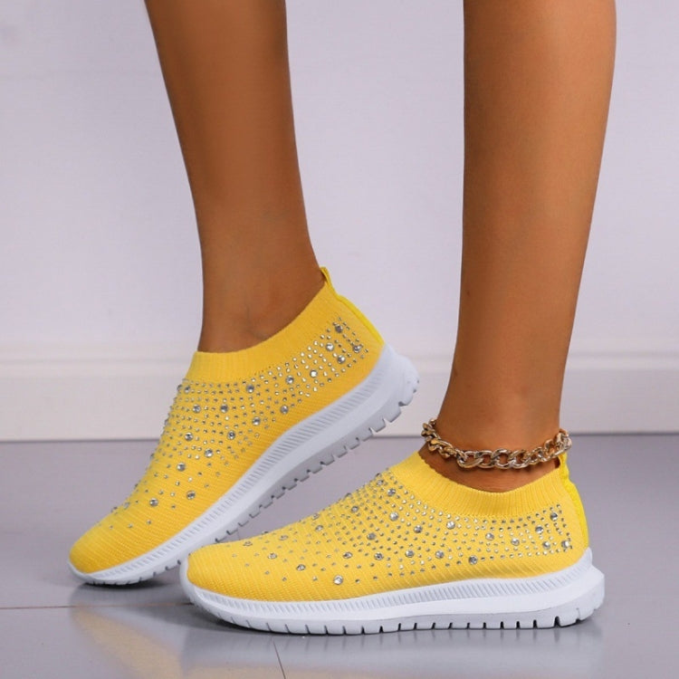 Spring and Autumn Rhinestone Flying Woven Women Sneakers Casual Breathable Shoes, 42, 43
