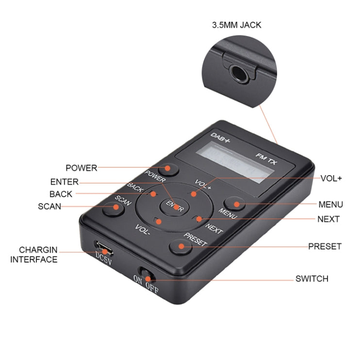HanRongda HRD-100 Portable Digital Display DAB+ / DAB / FM Radio, HRD-100