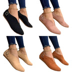 V-mouth Buckle Casual Suede Breathable Flat Shoes, 35, 36, 37, 38, 39, 40, 41, 42, 43