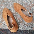 V-mouth Buckle Casual Suede Breathable Flat Shoes, 35, 36, 37, 38, 39, 40, 41, 42, 43