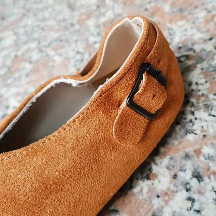 V-mouth Buckle Casual Suede Breathable Flat Shoes, 35, 36, 37, 38, 39, 40, 41, 42, 43