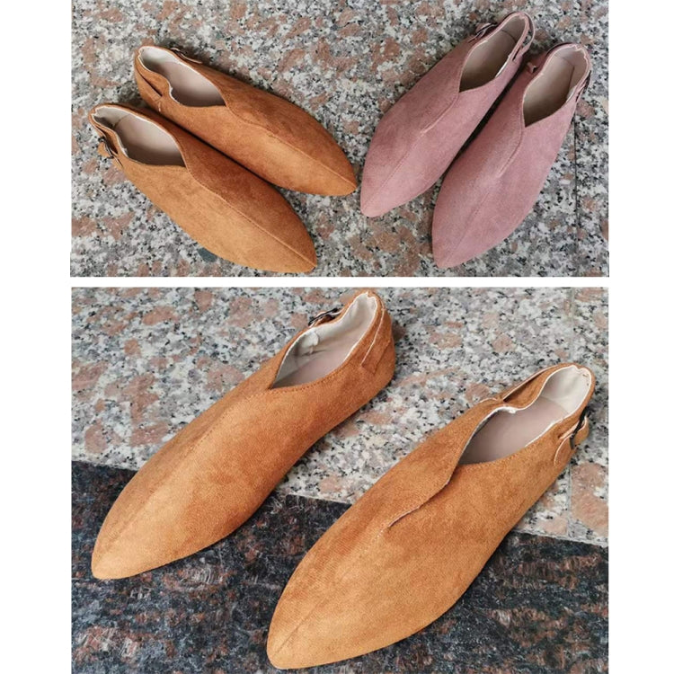 V-mouth Buckle Casual Suede Breathable Flat Shoes, 35, 36, 37, 38, 39, 40, 41, 42, 43