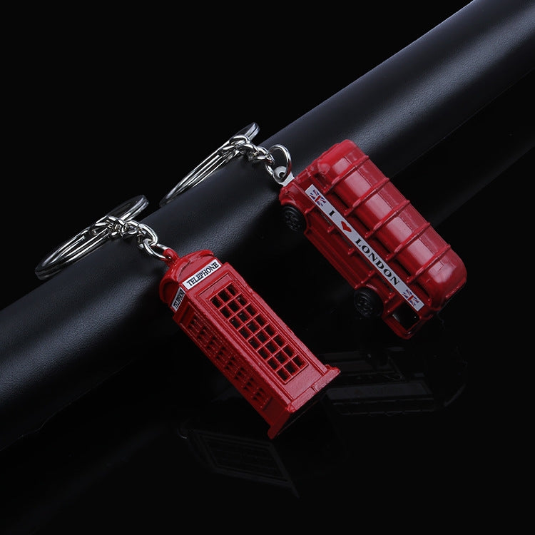 2pcs Mailbox Off-Road Vehicle Key Chain UK Tourism Souvenir Gift, Bus, Telephone Booth