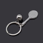 2pcs Simulation Tennis Racket Metal Key Chain Small Gift
