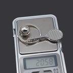 2pcs Simulation Tennis Racket Metal Key Chain Small Gift