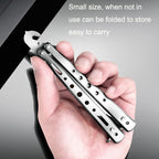 Folding Stone Clearing Hook Safety Hammer Portable Car Tire Cleaning Tool Set, Silver, Black