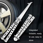 Folding Stone Clearing Hook Safety Hammer Portable Car Tire Cleaning Tool Set, Silver, Black