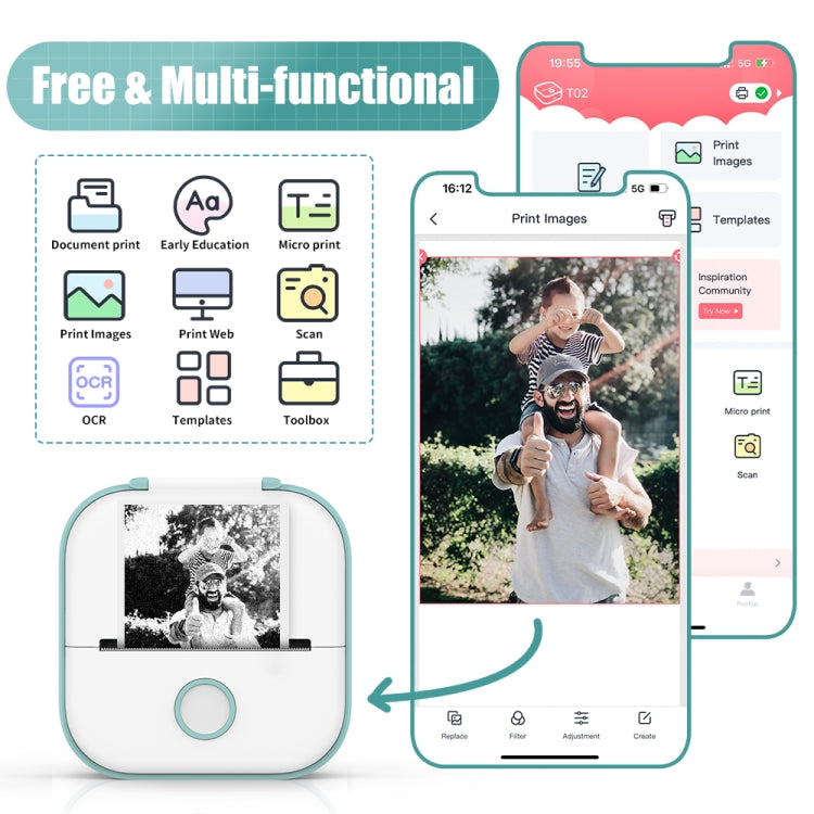 Phomemo T02 Gift Box Phone Bluetooth Mini Printer Photo Thermal Printer Family Student Wrong Question Printer, Gift Box