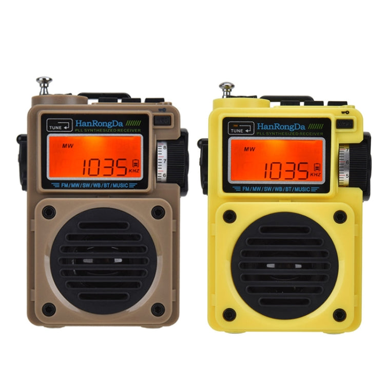 HanRongda HRD-701 Portable Full Band Radio Subwoofer Bluetooth TF Card Digital Display Radio, HRD-701 Yellow, HRD-701 Khaki