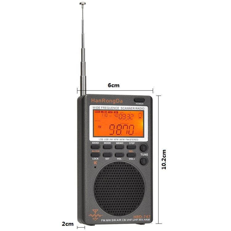 HanRongda HRD-747 Portable Full Band Digital Display High-Frequency Receiving Radio, HRD-747