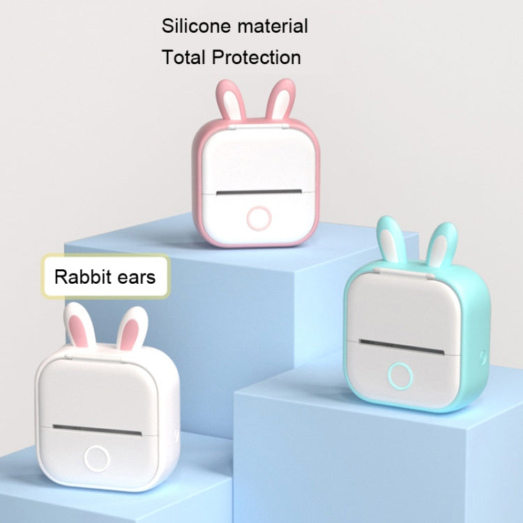 For Phomemo T02 Printer Silicone Protective Case, Pink Cat Ear, Purple Cat Ear, White Rabbit Ear, Green Rabbit Ear, Pink Rabbit Ear