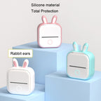 For Phomemo T02 Printer Silicone Protective Case, Pink Cat Ear, Purple Cat Ear, White Rabbit Ear, Green Rabbit Ear, Pink Rabbit Ear