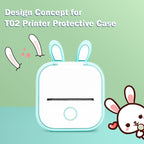 For Phomemo T02 Printer Silicone Protective Case, Pink Cat Ear, Purple Cat Ear, White Rabbit Ear, Green Rabbit Ear, Pink Rabbit Ear