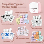 For Phomemo T02 3rolls Bluetooth Printer Thermal Paper Label Paper, 53mmx6.5m 10 Years Black on White No Adhesive, 50mmx3.5m 2 Years Black on White Sticker, 50mmx3.5m 10 Years Black on White Sticker, 50mmx3m 5 Years Blue on White Sticker               ...