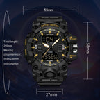 SANDA Green Light Alarm Clock Multifunctional Waterproof Shockproof Transparent Watch