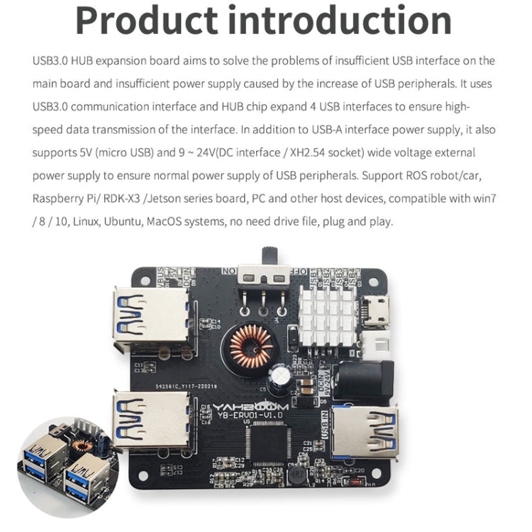 Yahboom USB3.0 HUB Expansion Board ROS Robot Expansion Dock