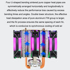 EVESKY 600 Desktop Computer 4 Copper Tube Mute CPU Cooling Fan, Single Fan Without Light, No Light Three Fans, Color Single Fan, Color Three Fans